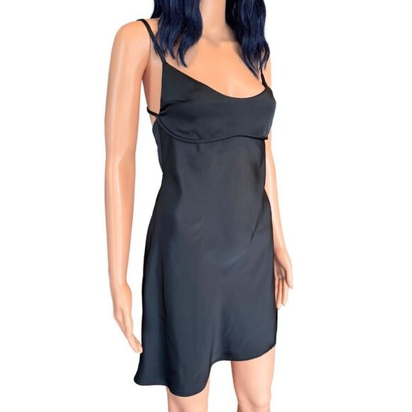 Modern Citizen Black Silky Slip Dress S Open Back LBD 90s Cocktail Party Date - Picture 3 of 6